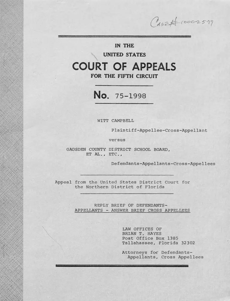 Campbell v. Gadsden County District School Board Reply Brief of Defendants - Appellants - Answer Brief Cross Appellees preview