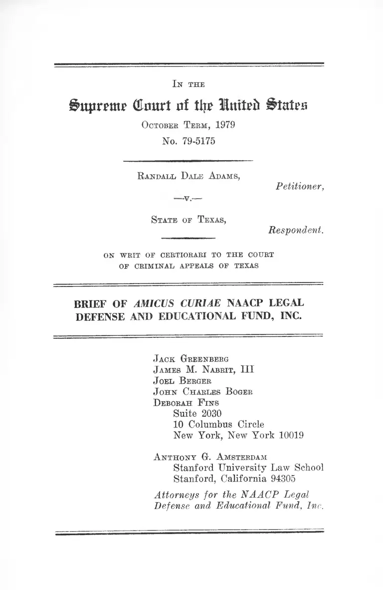 Adams v. Texas Brief Amicus Curiae NAACP Legal Defense Fund preview