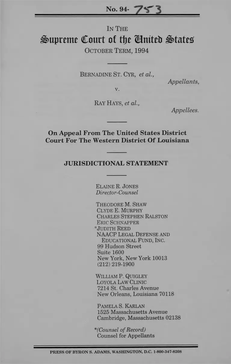 St. Cyr v Hays Jurisdictional Statement preview