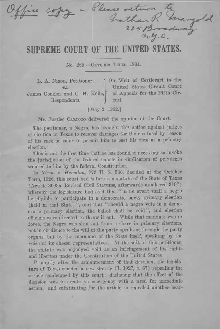 Nixon v. Condon Court Opinion preview