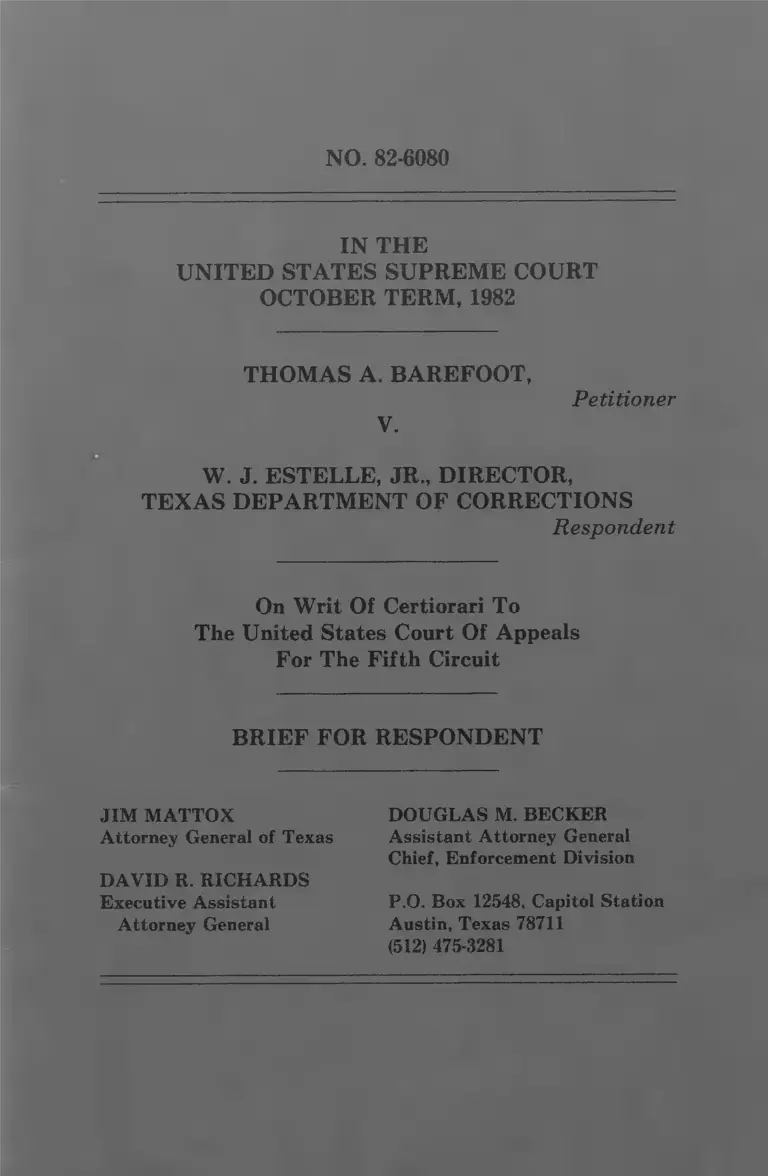 Barefoot v. Estelle Brief for Respondent preview