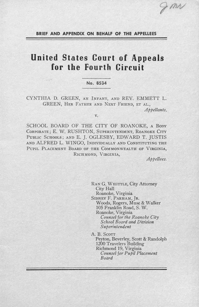 Green v. City of Roanoke School Board Brief of Appendix on Behalf of Appellees preview