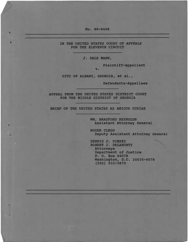 Mann v. City of Albany, Georgia Brief of the United States as Amicus Curiae preview