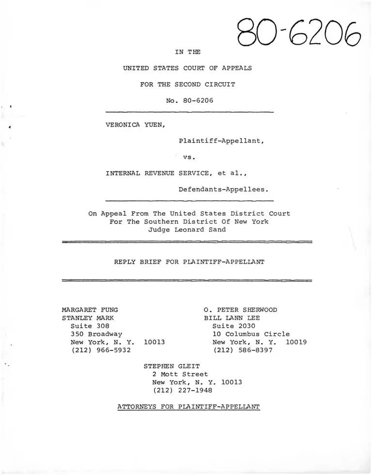 Yuen v. International Revenue Service Reply Brief for Plaintiff-Appellant preview