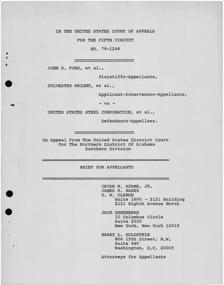 Ford v. United States Steel Corporation Brief for Appellants preview