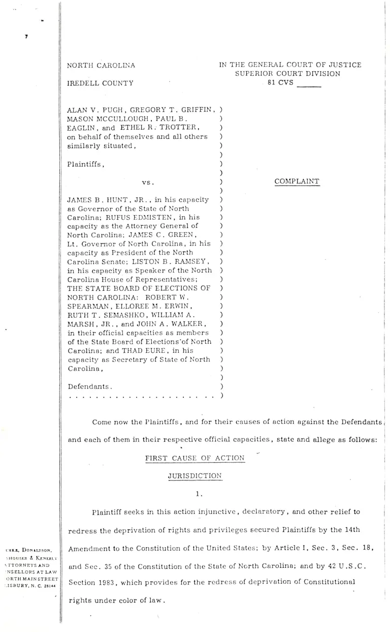 Pugh v. Hunt Complaint preview
