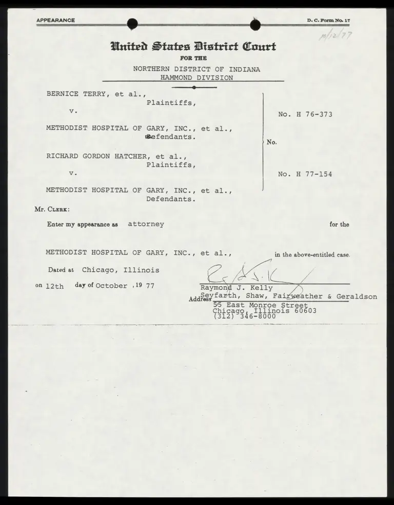 Motion for Leave to File Kelly's Appearance as Additional Counsel preview