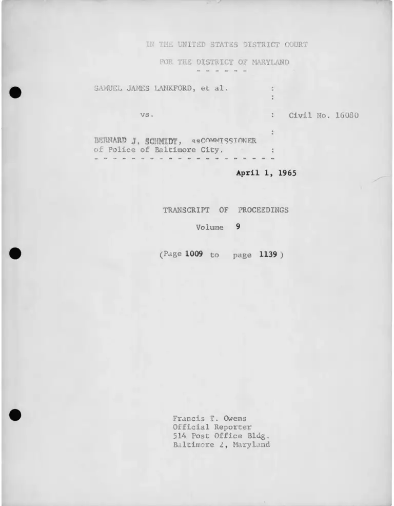 Lankford v. Schmidt Transcript of Proceedings Vol. 9 preview