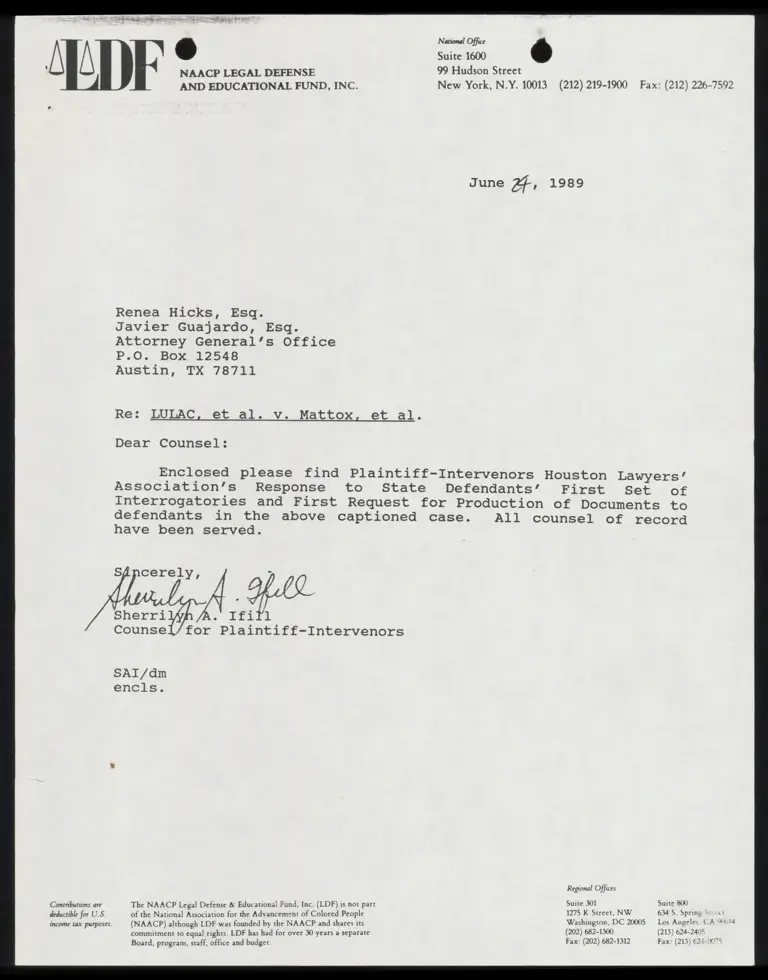 Plaintiff-Intervenors' HLA Response to State Defendants' First Set of Interrogatories and First Request for Production of Documents preview