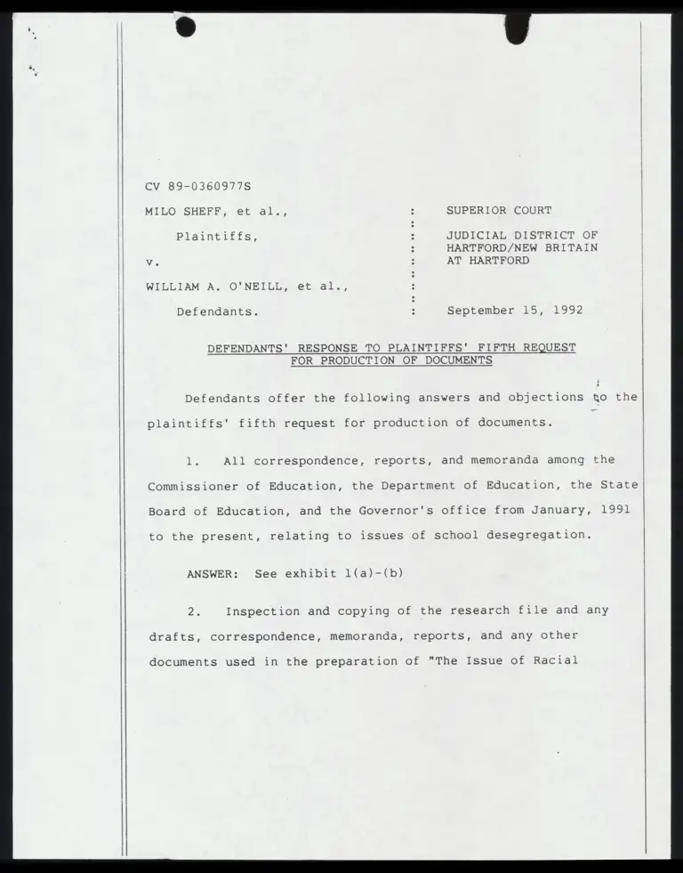 Defendants' Response to Plaintiffs' Fifth Request for Production of Documents preview