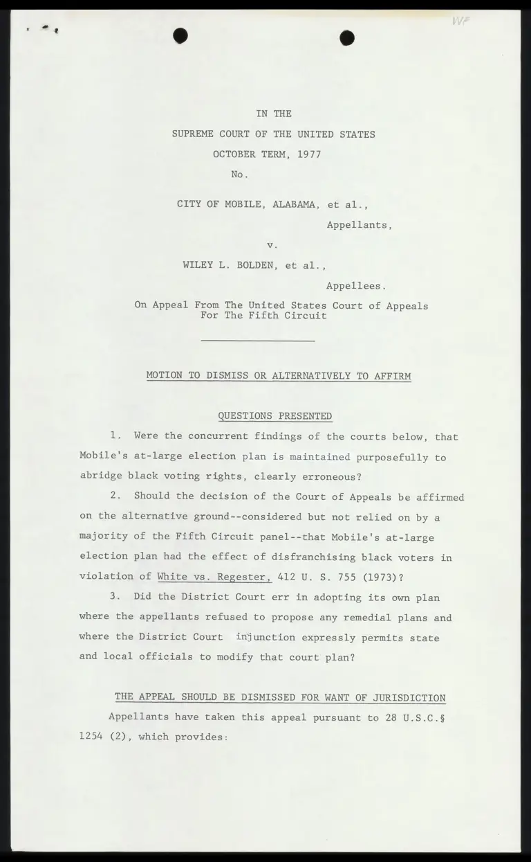 Motion to Dismiss or Alternatively to Affirm preview