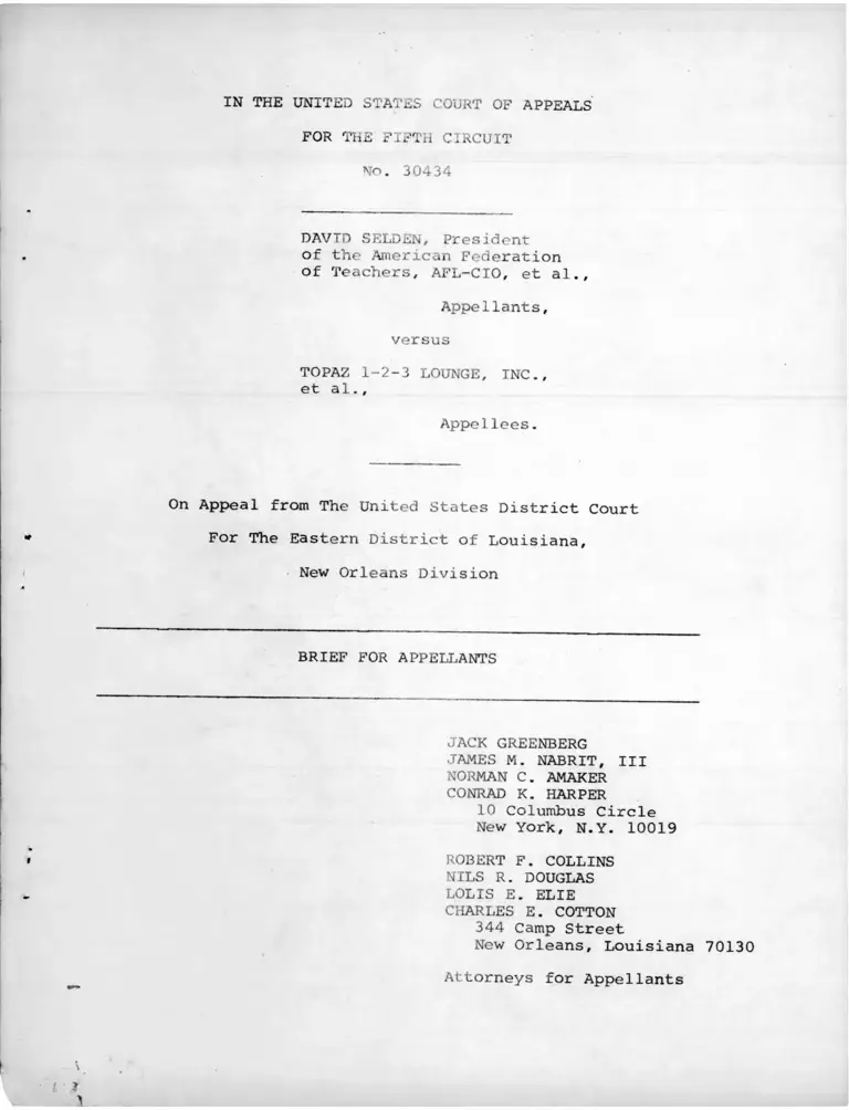 Selden v Topaz 1 2 3 Lounge Brief for Appellants preview