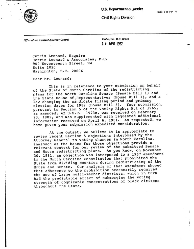 Correspondence from Bradford Reynolds to Leonard preview