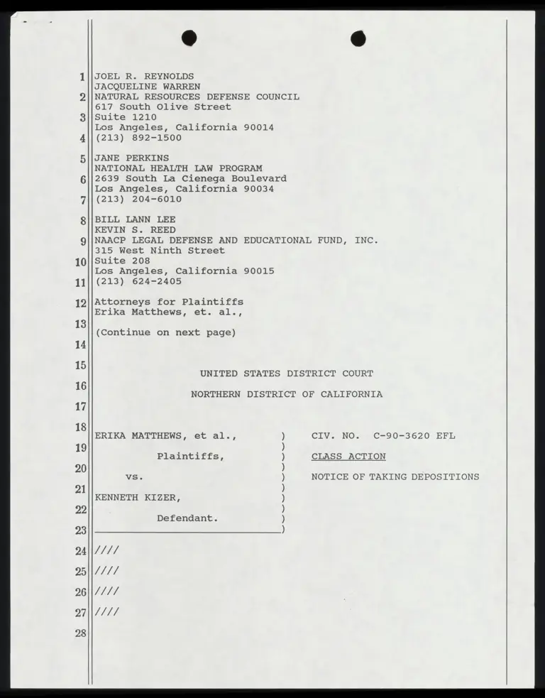Notice of Taking Depositions preview