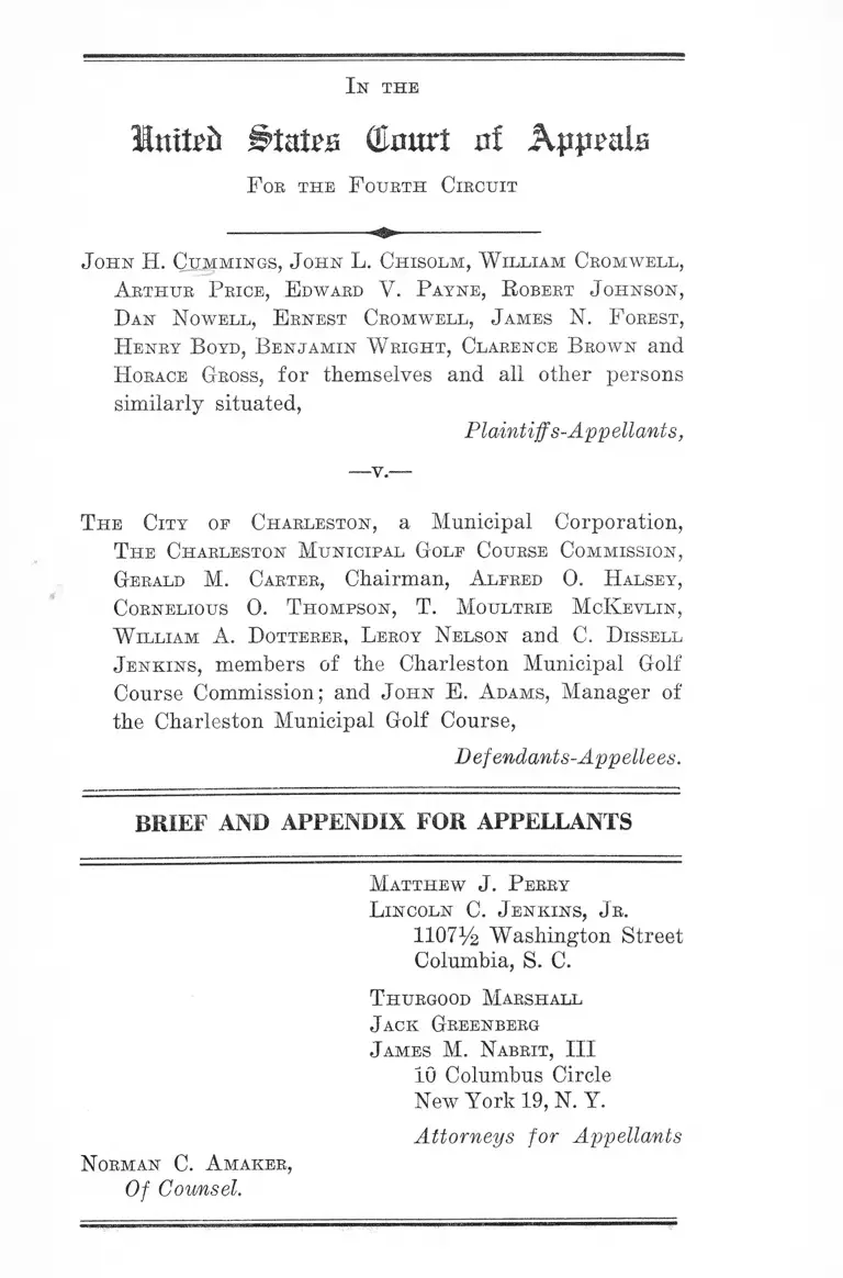 Cummings v. City of Charleston Brief and Appendix for Appellants preview