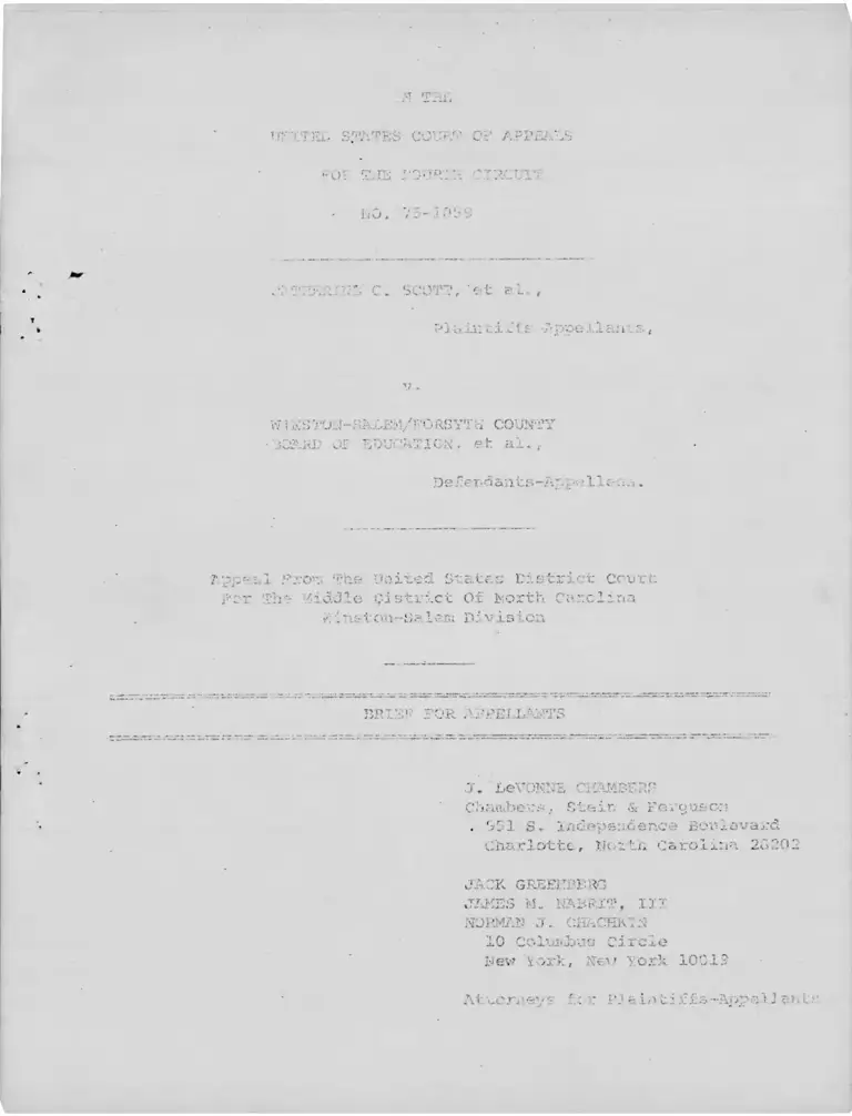 Scott v Winston Salem Board of Education Brief for Appellants preview