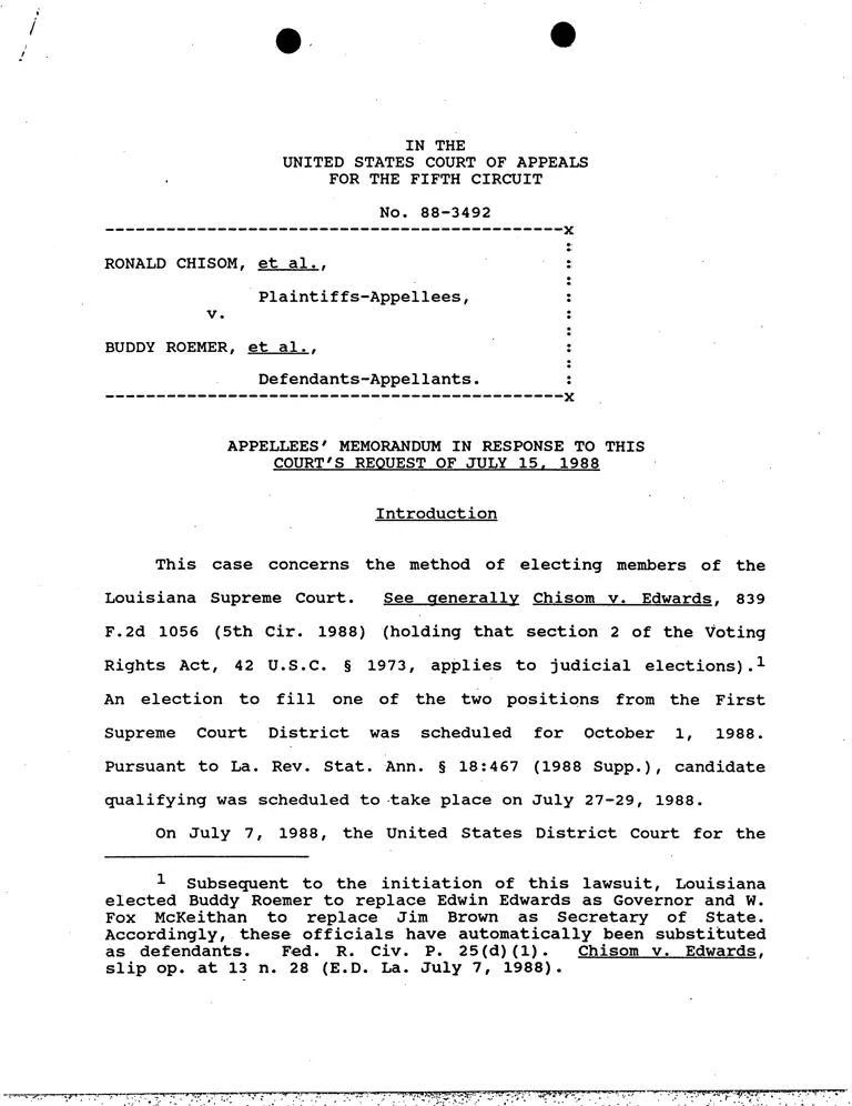 Appellees' Memorandum in Response to This Court's Request of July 15, 1988 preview