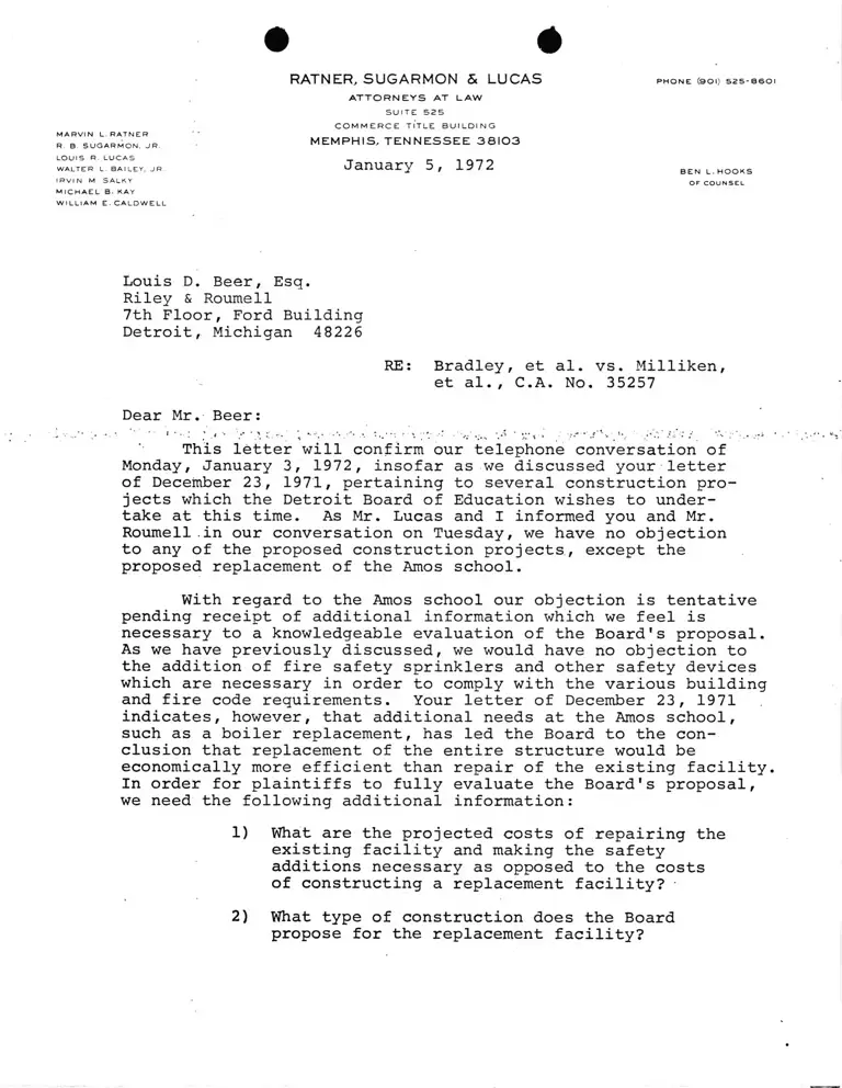 Correspondence from Caldwell to Beer preview