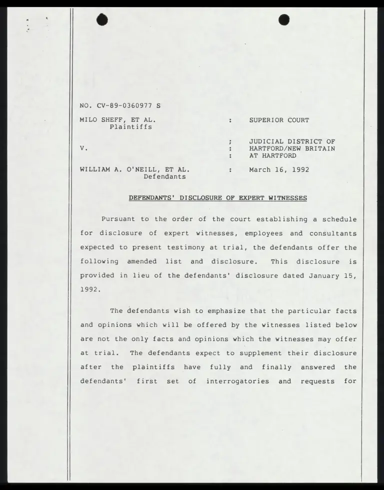 Defendants' Disclosure of Expert Witnesses preview