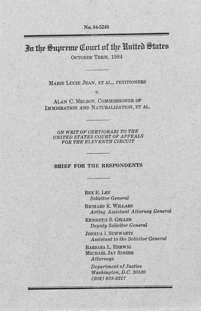 Jean v. Nelson Brief for the Respondents preview