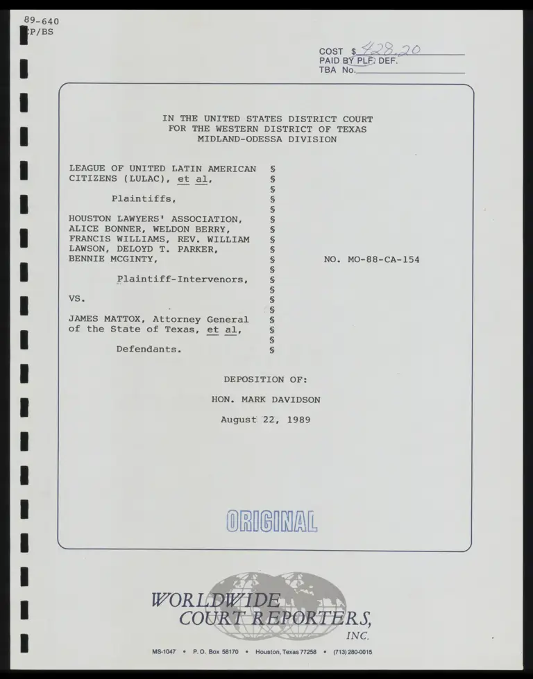 Deposition of Mark Davidson preview