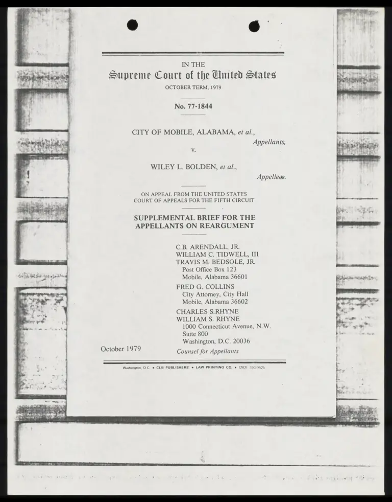 Supplemental Brief for the Appellants on Reargument preview