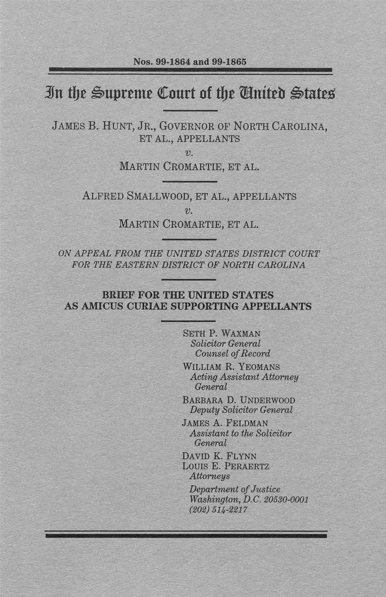 Hunt v. Cromartie Brief Amicus Curiae Supporting Appellants preview