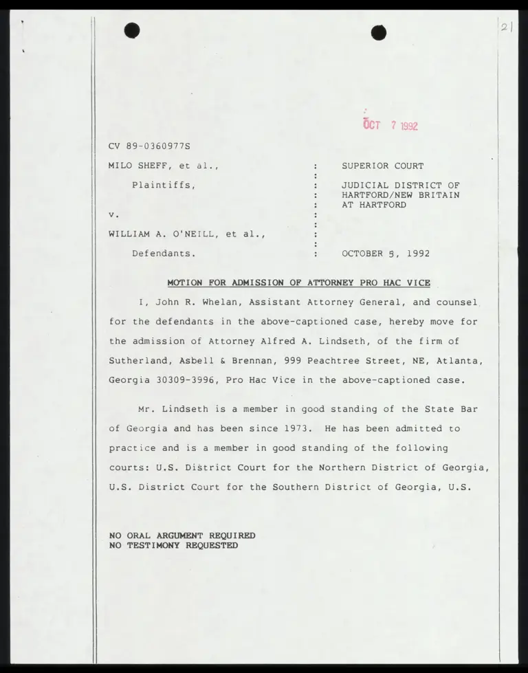 Motion for Admission of Attorney Pro Hac Vice with Certification preview
