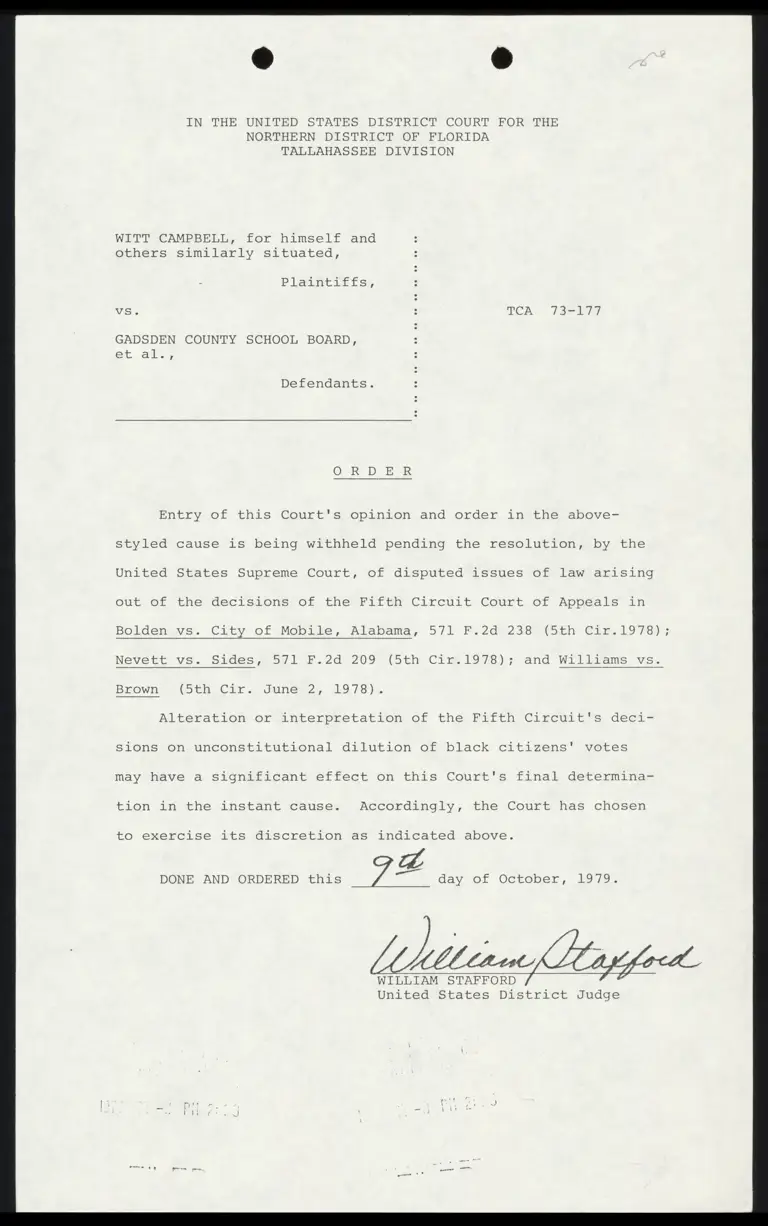 Order Witholding Entry of Opinion Re: Mobile v. Bolden preview