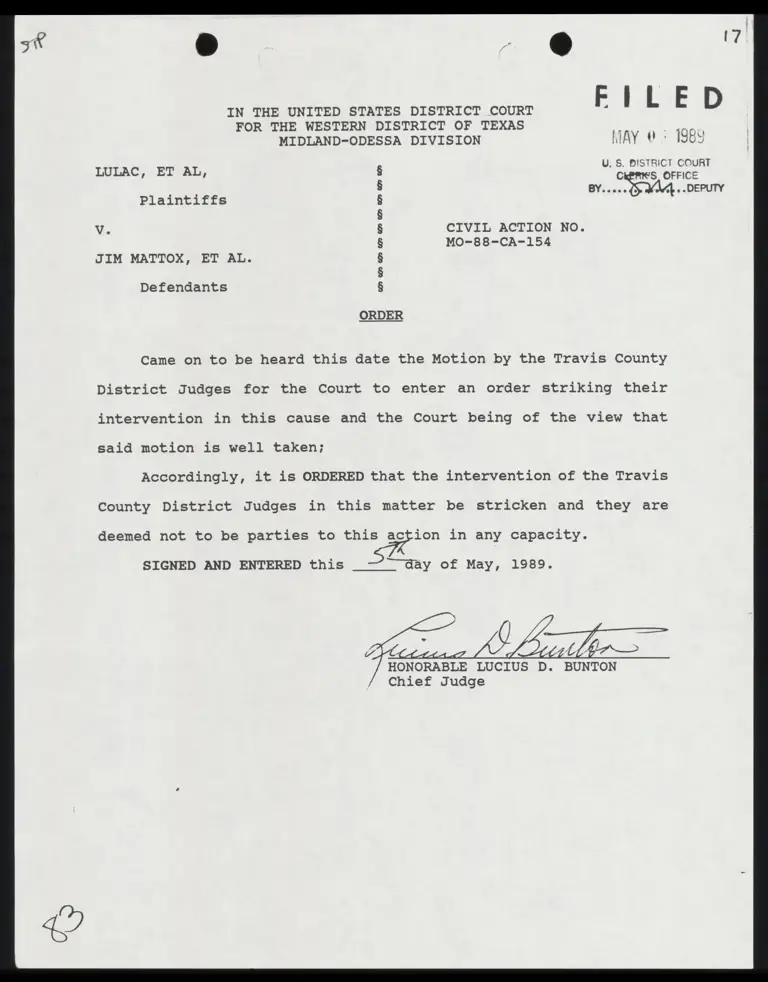 Order Striking Travis County Judges' Intervention preview