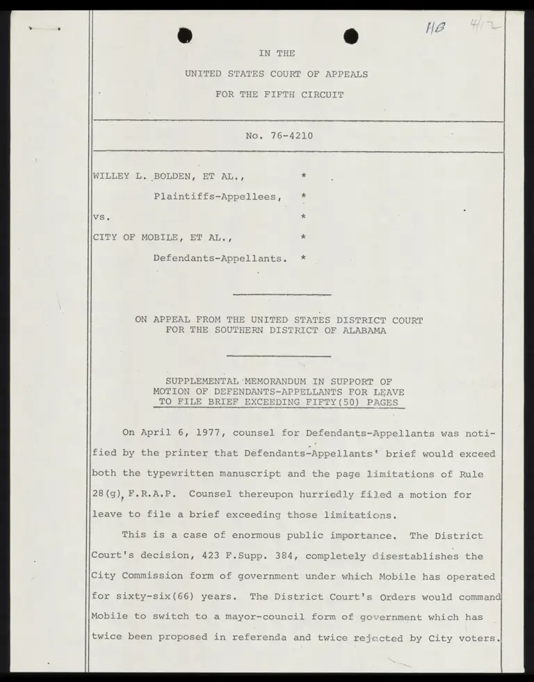 Supplemental Memorandum in Support of Motion of Defendants-Appellants for Leave to File Brief preview