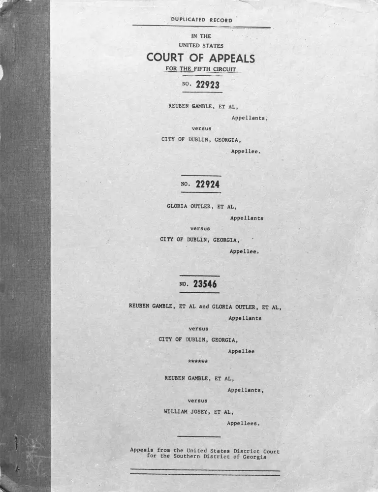 Gamble v. City of Dublin, GA Duplicated Record preview