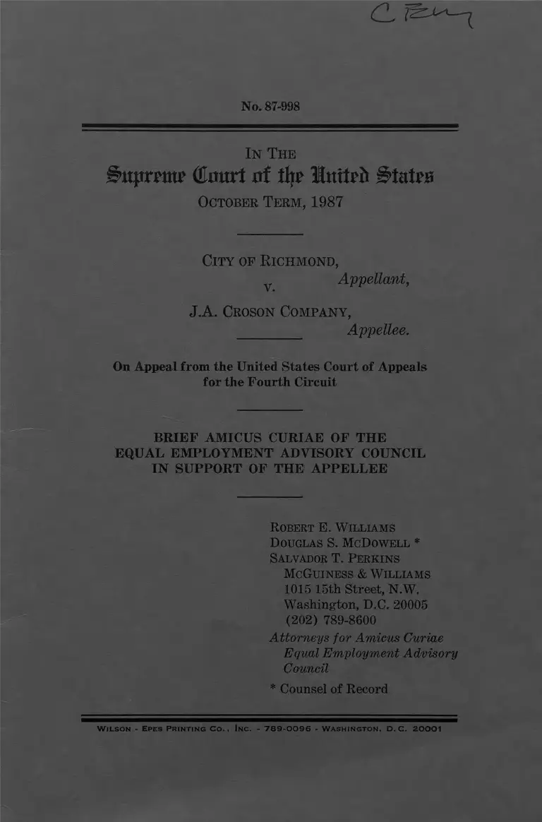 Richmond v JA Croson Company Brief of Amicus Curiae in Support of Appellee preview