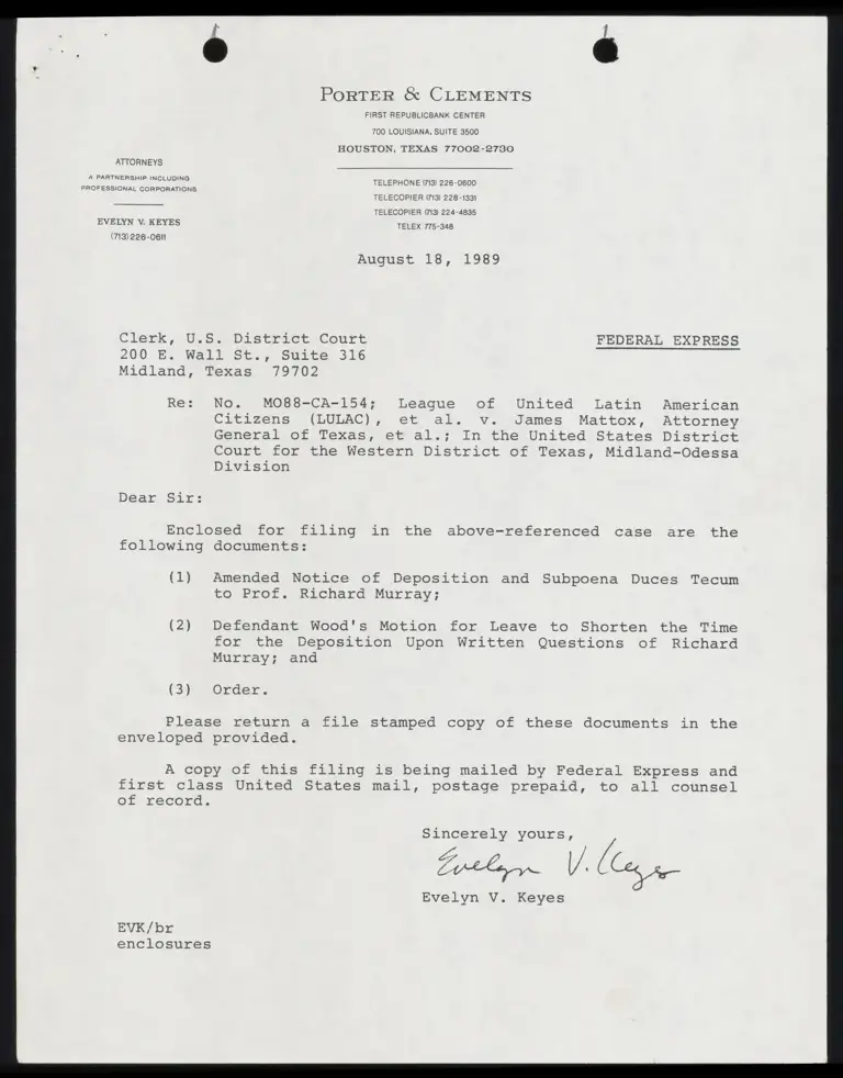 Amended Notice of Deposition and Subpoena Duces Tecum to Murray; Defendant Wood's Motion for Leave to Shorten Time; Order preview