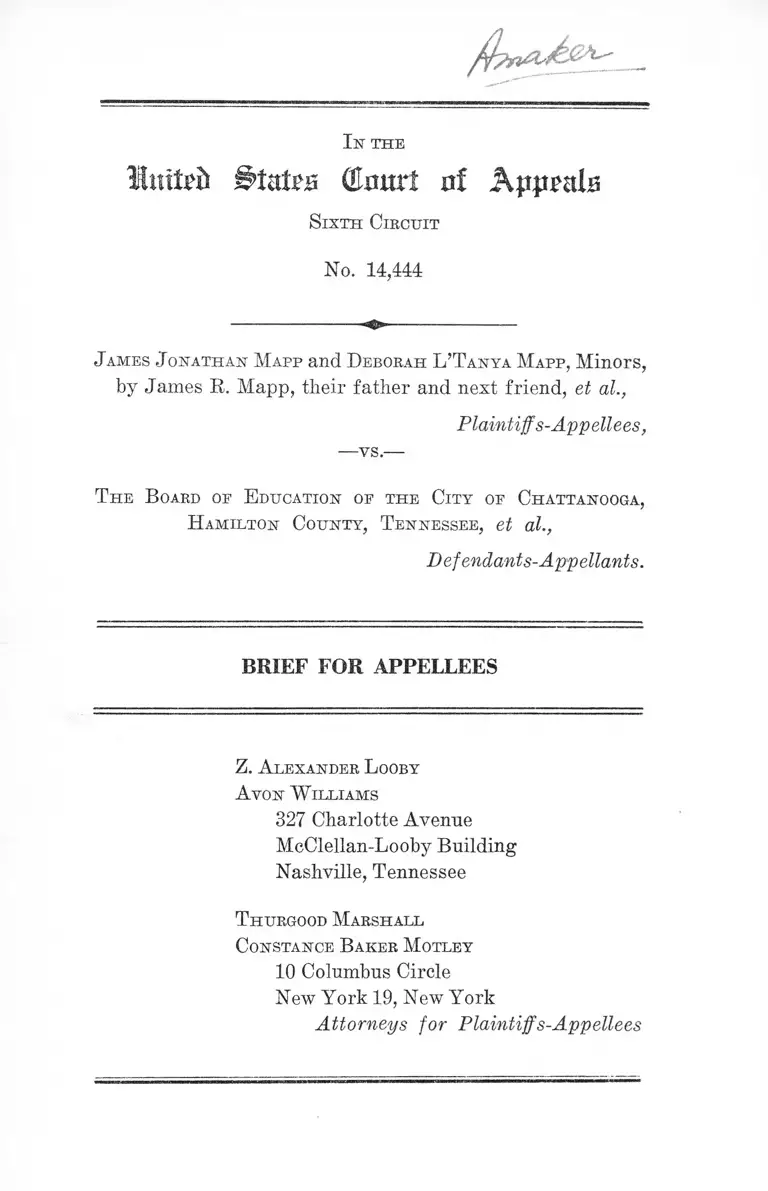 Mapp v. Board of Education of the City of Chattanooga, Tennessee Brief for Appellees preview