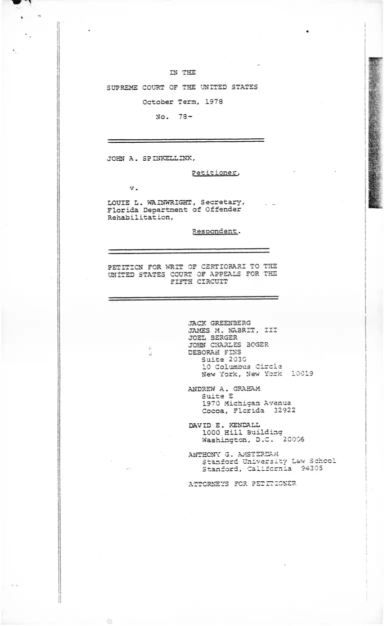 Spinkellink v Wainwright Petition for Writ of Certiorari preview