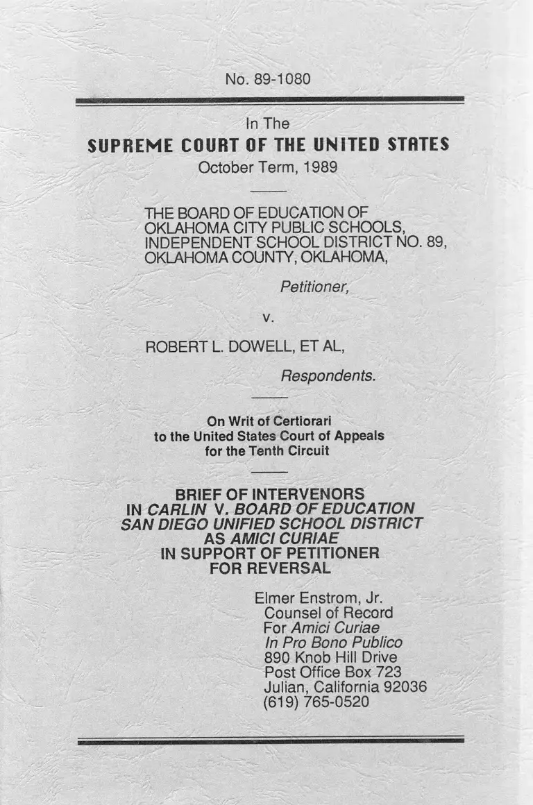 Oklahoma City Public Schools Board of Education v. Dowell Brief of Intervenors Amici Curiae in Support of Petitioner for Reversal preview