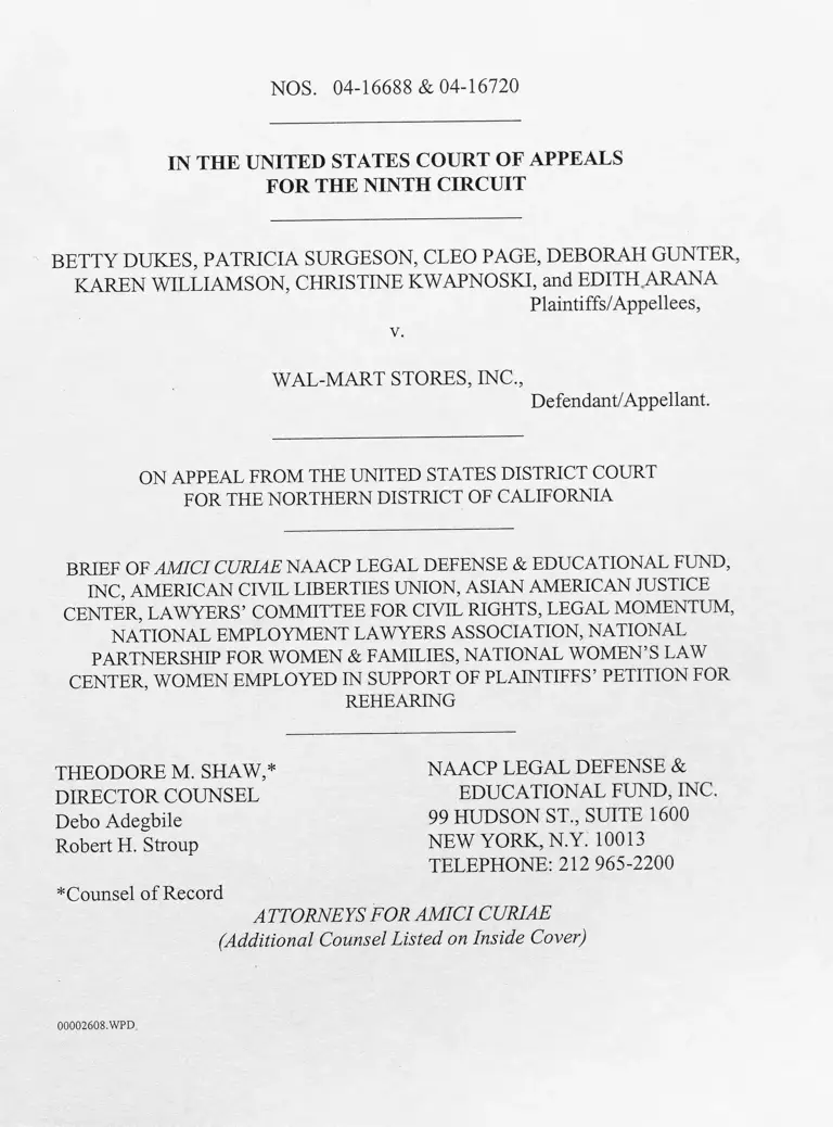 Dukes v. Wal-Mart Stores, Inc. Brief of Amici Curiae preview