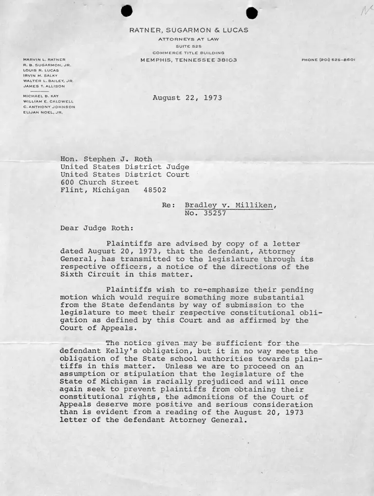 Letter from Lucas to Judge Roth RE: Notice of Directions preview