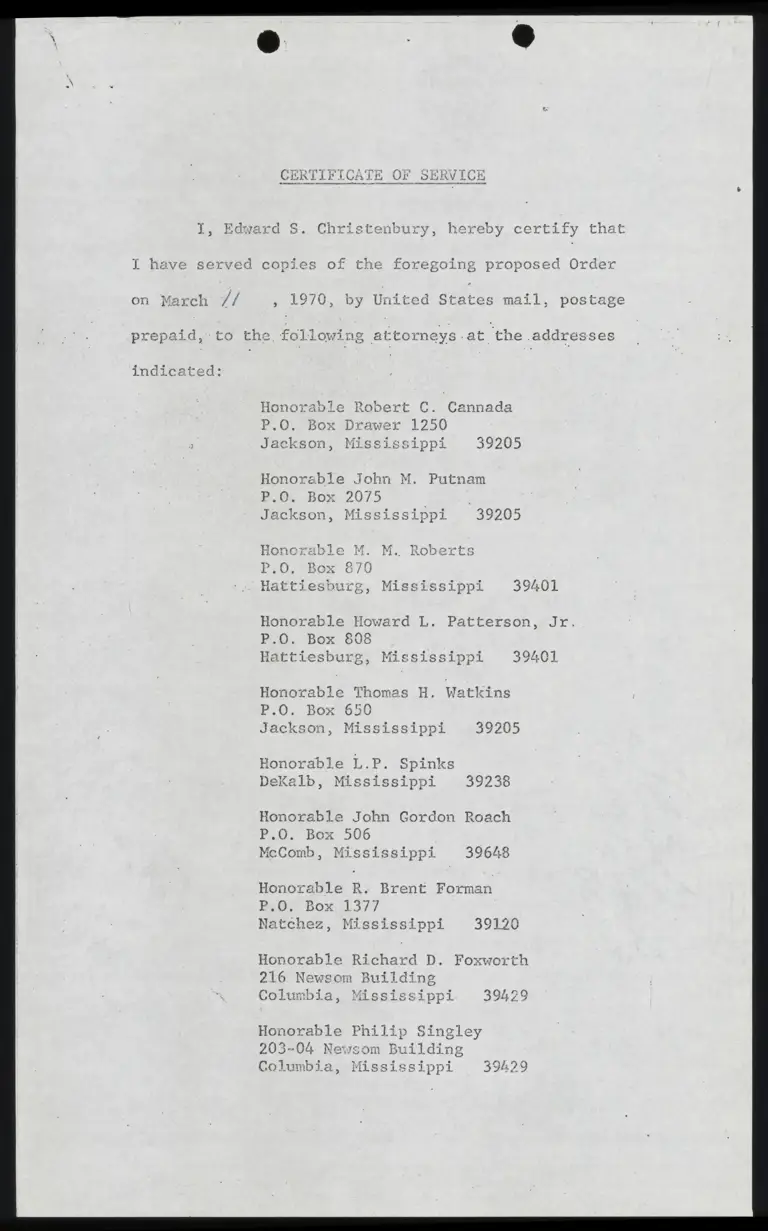 Certificate of Service from Proposed Order preview