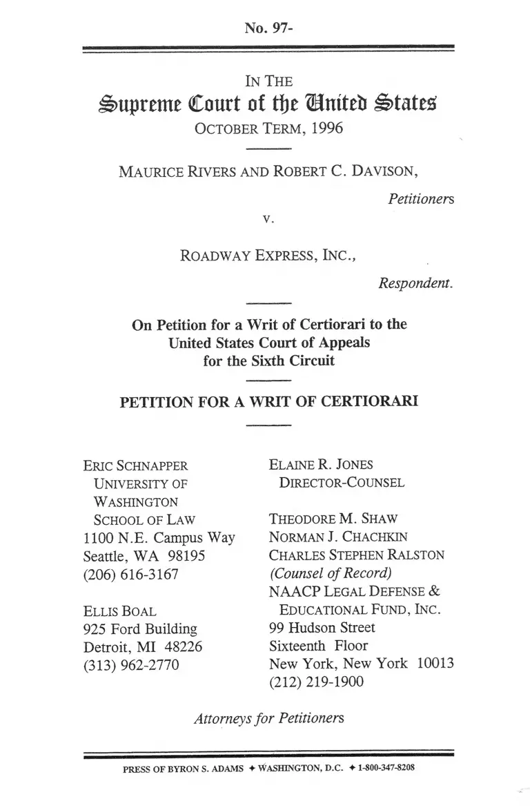 Rivers v Roadway Express Petition for Writ of Certiorari preview