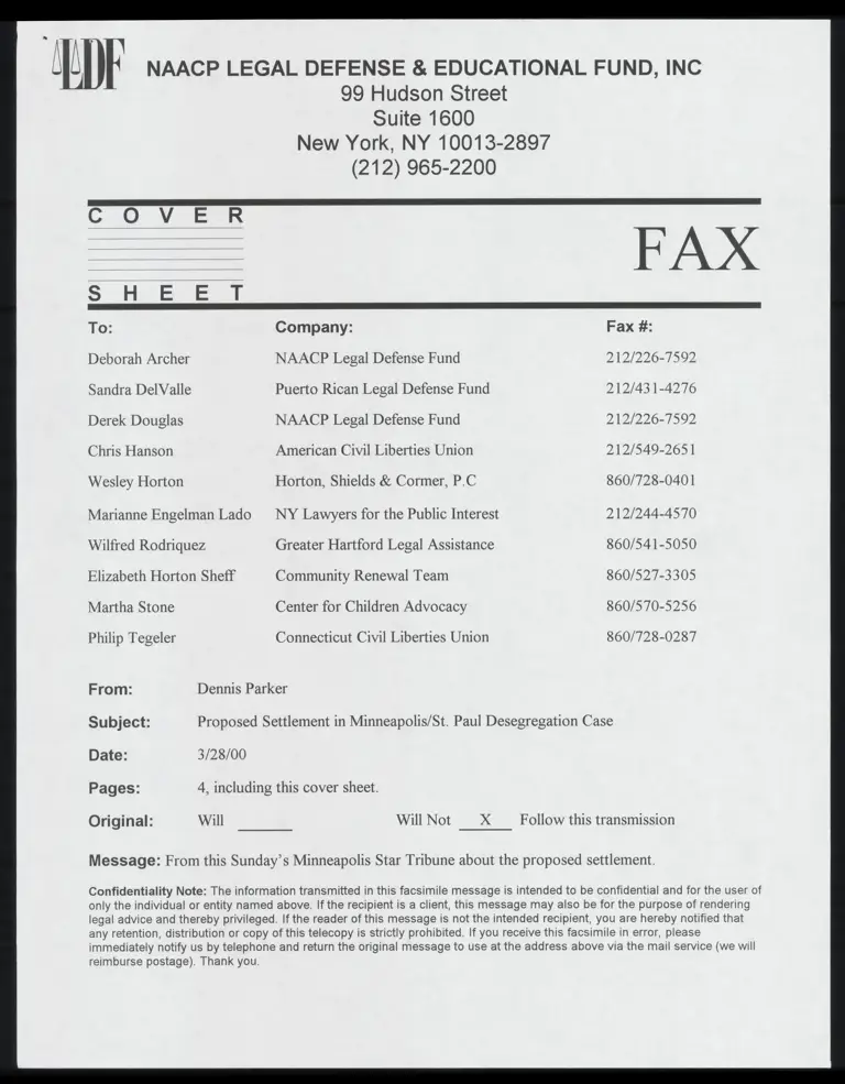 Proposed Settlement Article with Cover Sheet preview