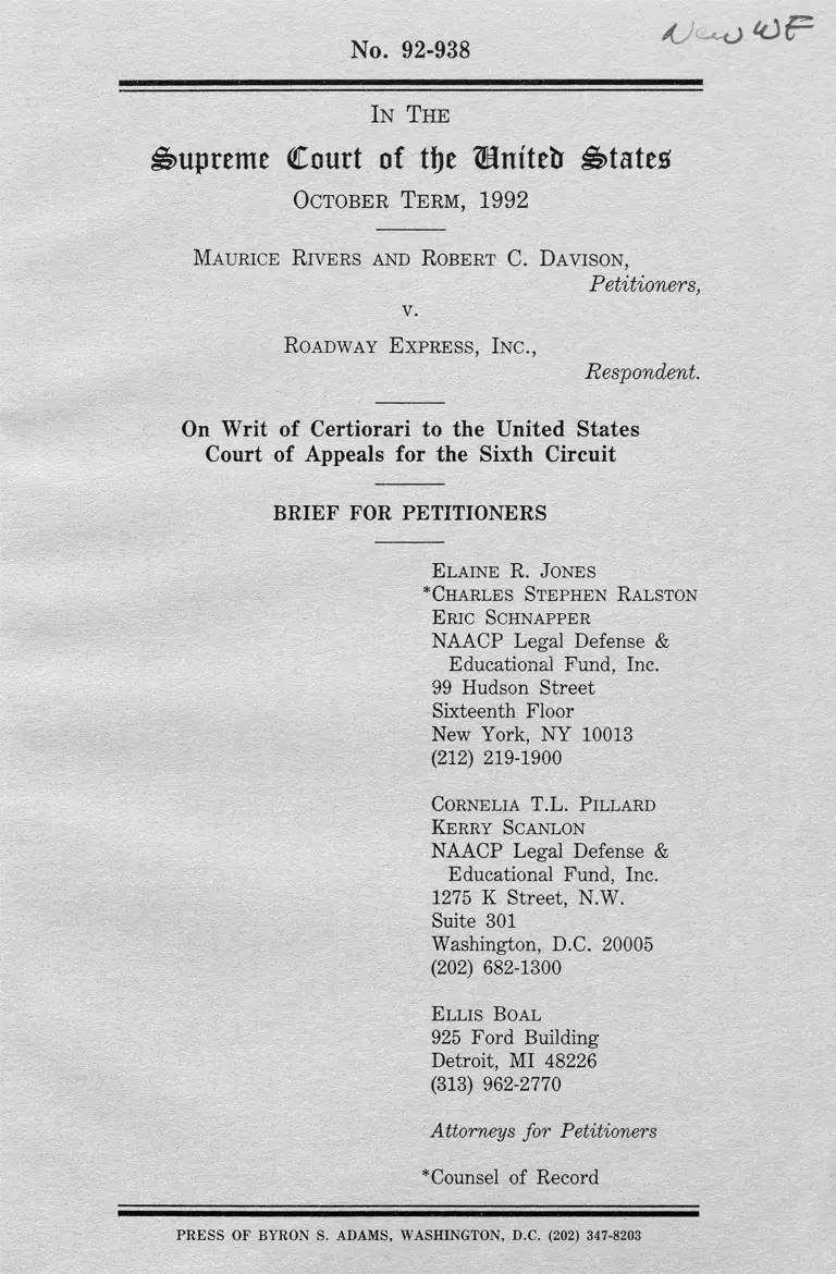 Rivers v Roadway Express Brief for Petitioners preview