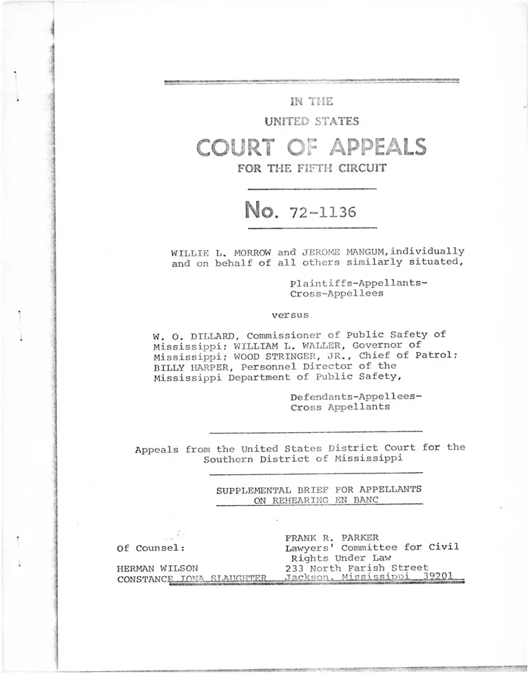 Morrow v. Dillard Supplemental Brief for Appellants on Rehearing En Banc preview