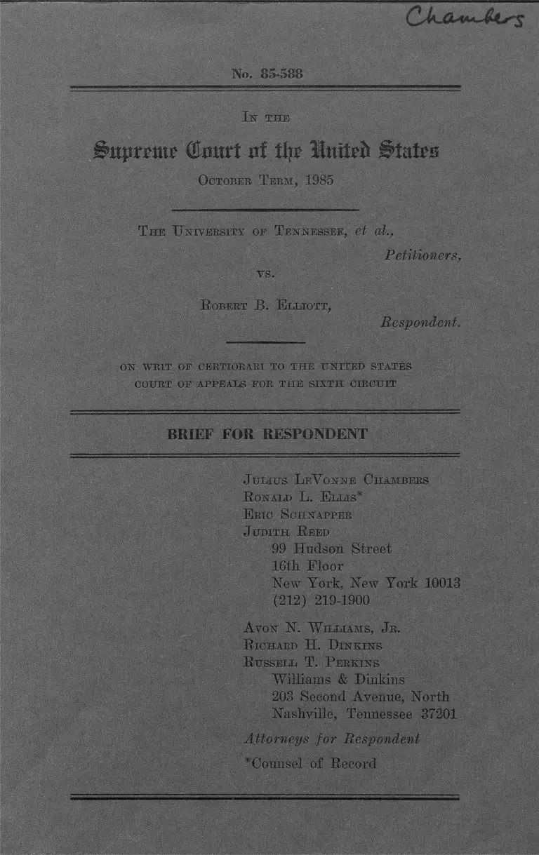 University of Tennessee v. Elliott Brief for Respondent preview