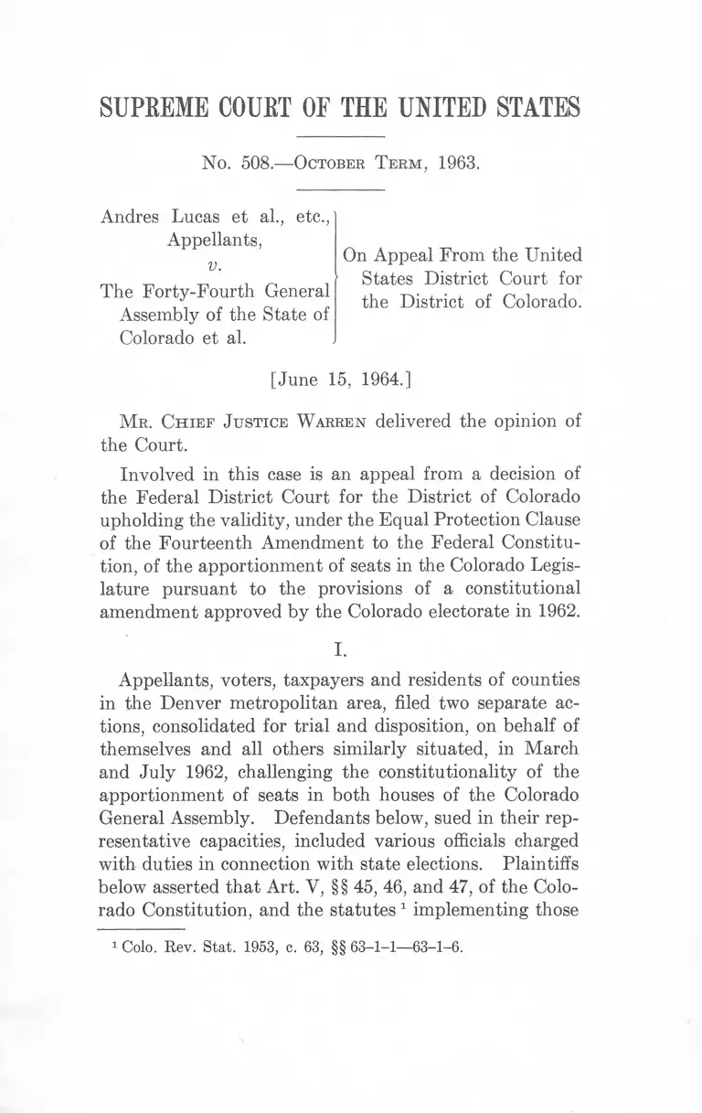 Lucas v. Colorado General Assembly preview