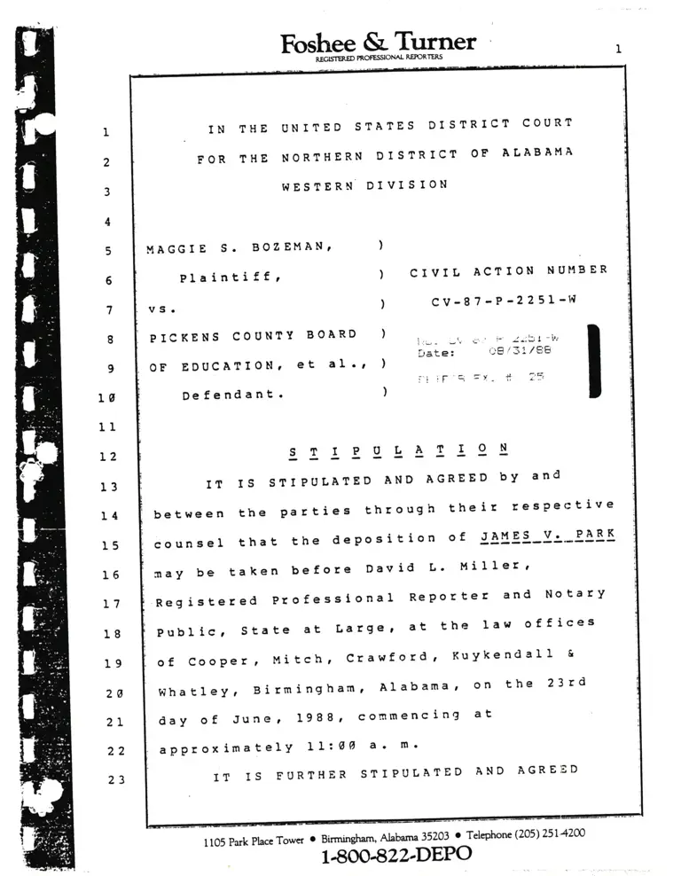 Stipulations on Depositions; Correspondence from Ward to Drake preview