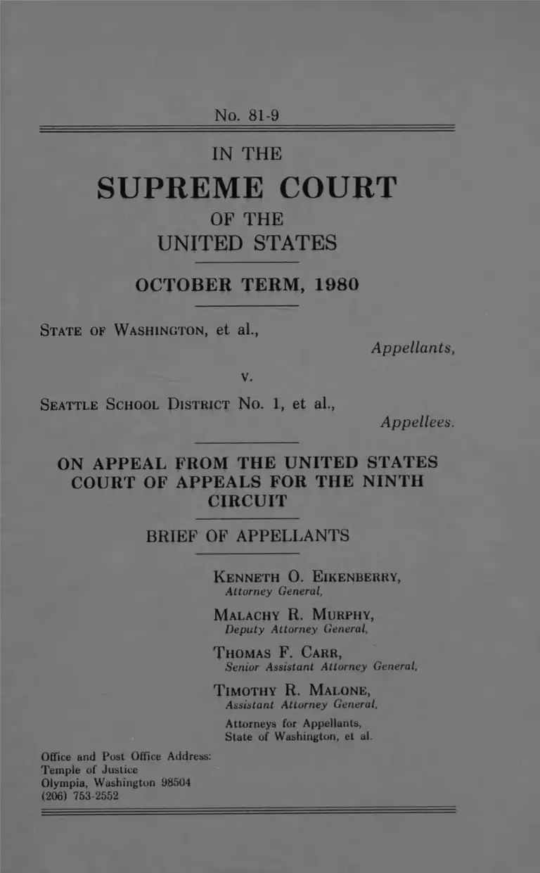 Washington v. Seattle School District No. 1 Brief of Appellants preview