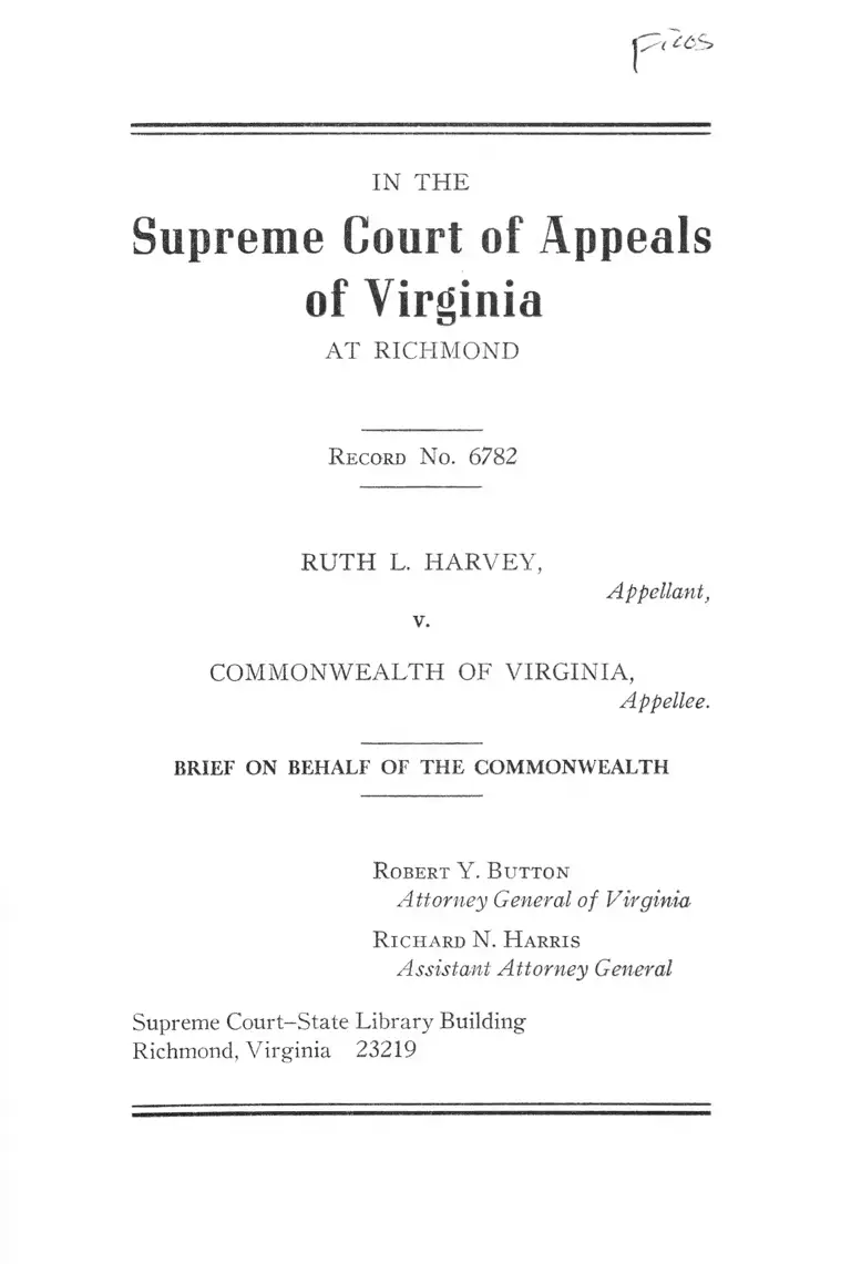 Harvey v. Commonwealth Brief on Behalf of the Commonwealth preview
