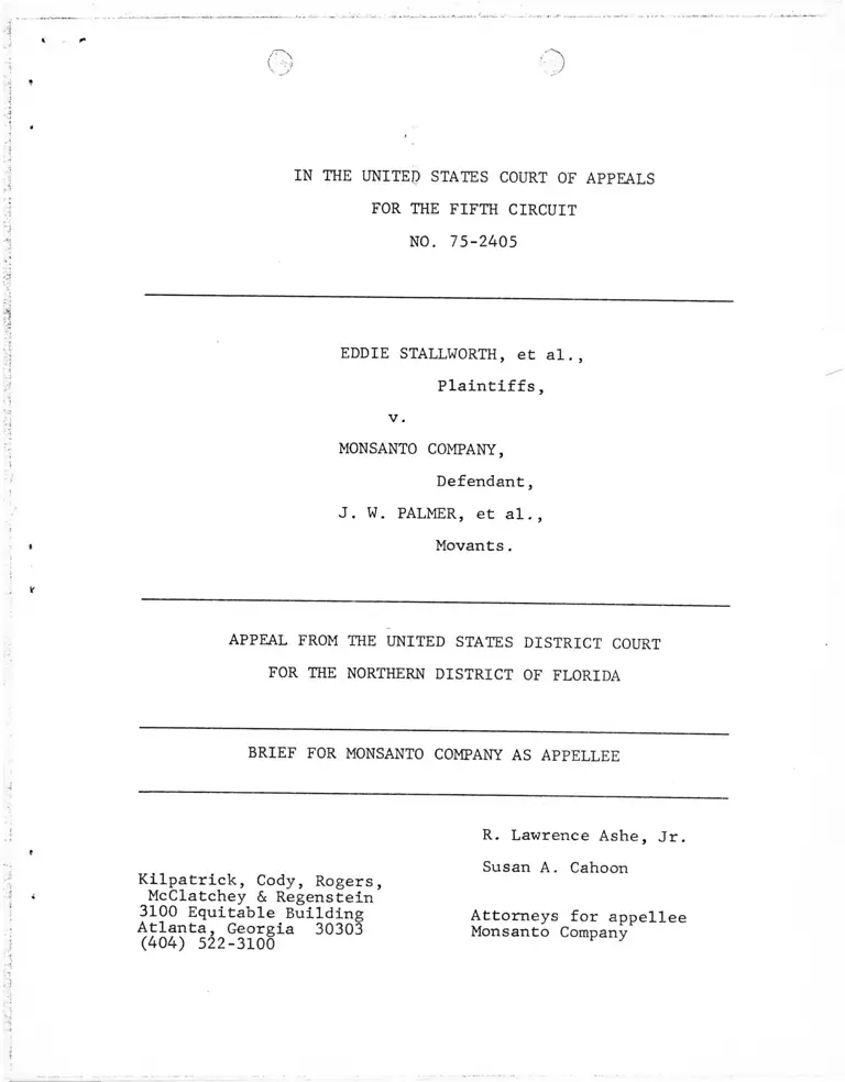 Stallworth v. Monsanto Company Brief for Appellee preview